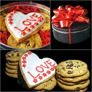 LOVE: Fresh Baked Valentine's Day Cookie or Brownie Dessert Tin Gift Box (Over 1.5 Pounds of Desserts)