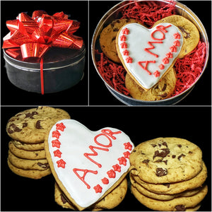 LOVE: Fresh Baked Valentine's Day Cookie or Brownie Dessert Tin Gift Box (Over 1.5 Pounds of Desserts)