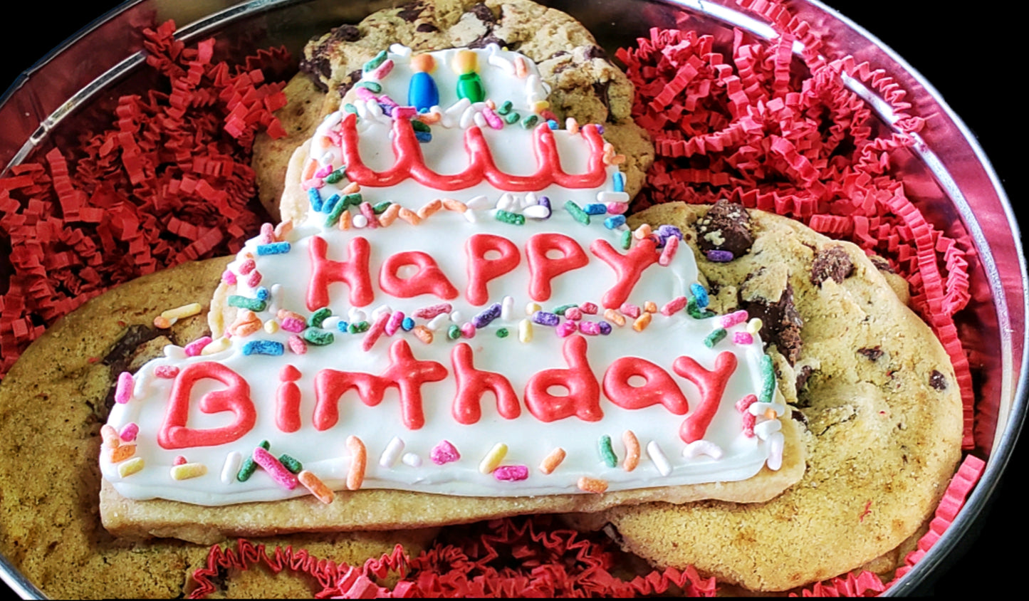 Happy Birthday Fresh Baked Cookie or Brownie Dessert Tin Gift Box! (Over 1.5 Pounds of Desserts)