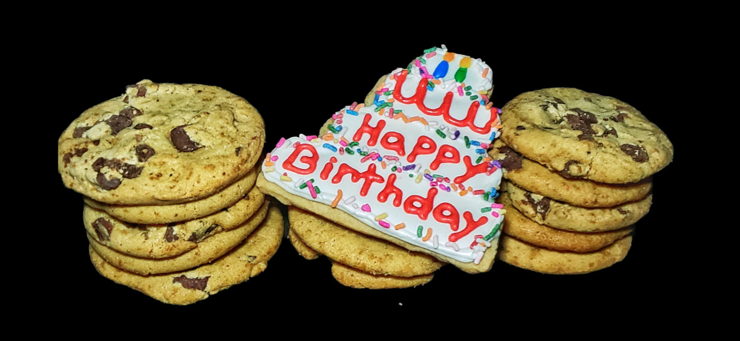 Happy Birthday Fresh Baked Cookie or Brownie Dessert Tin Gift Box! (Over 1.5 Pounds of Desserts)