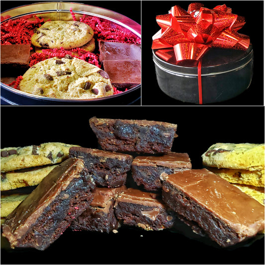 Fresh Baked Cookie & Brownie Dessert Tin Gift Box (Over 1.5 Pounds of Desserts)
